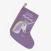 Eerste Kerstkerstbaby Paarse Unicorn Naam Kleine Kerstsok (Voorkant (Hangend))