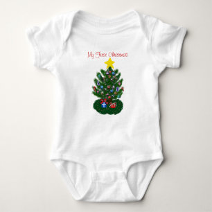 Eerste kerstkerstboom voor baby's romper
