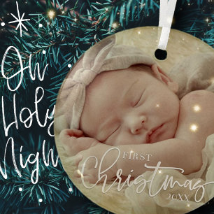 Eerste Kerstkerstcursile Aangepaste Baby foto Glas Ornament
