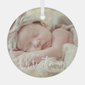 Eerste Kerstkerstcursile Aangepaste Baby foto Glas Ornament (Voorkant)