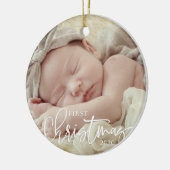 Eerste Kerstkerstcursile Aangepaste Baby foto Keramisch Ornament (Links)