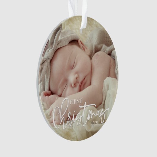 Eerste Kerstkerstcursile Aangepaste Baby foto Ornament (voorkant)