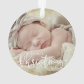 Eerste Kerstkerstcursile Aangepaste Baby foto Ornament (achterkant)