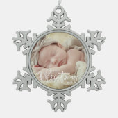 Eerste Kerstkerstcursile Aangepaste Baby foto Tin Sneeuwvlok Ornament (Voorkant)