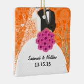 Eerste Kerstkerstfeest Pas getrouwd Bride Groom Ke Keramisch Ornament (Rechts)