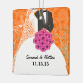 Eerste Kerstkerstfeest Pas getrouwd Bride Groom Ke Keramisch Ornament (Links)