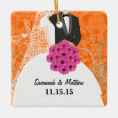 Eerste Kerstkerstfeest Pas getrouwd Bride Groom Ke Keramisch Ornament (Voorkant)