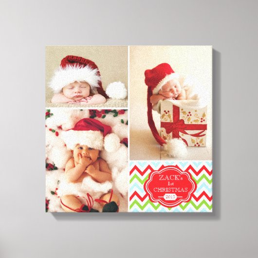 Eerste Kerstkerstkerstcadeau Baby Foto collage Canvas Afdruk (Voorkant)