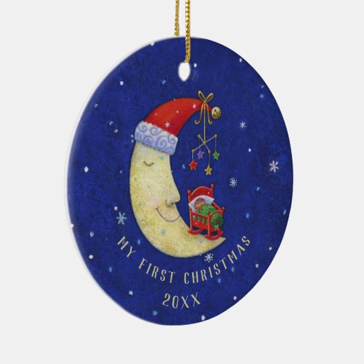 Eerste Kerstkerstkerstkerstman met Baby-monogram n Keramisch Ornament (Rechts)