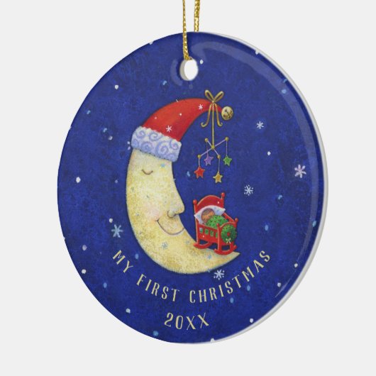 Eerste Kerstkerstkerstkerstman met Baby-monogram n Keramisch Ornament (Links)