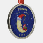 Eerste Kerstkerstkerstkerstman met Baby-monogram n Metalen Ornament (Rechts)