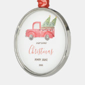 Eerste KerstkerstkerstOrnament voor baby's Metalen Ornament (Links)