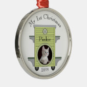 Eerste kerstkeukenkat - Fotokat uploaden Metalen Ornament (Rechts)