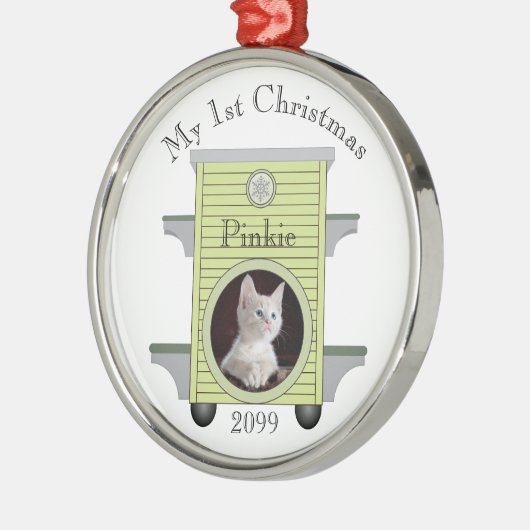 Eerste kerstkeukenkat - Fotokat uploaden Metalen Ornament (Links)