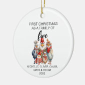 Eerste kerstkip gezin van vijf keramisch ornament (Links)
