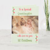 Eerste kerstkleindochter te schattig koraal kaart (Voorkant)