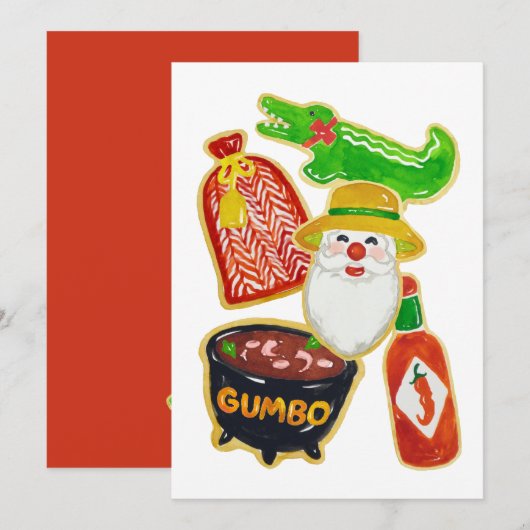 Eerste kerstkoekjes in Cajun Kaart (Voorkant / Achterkant)