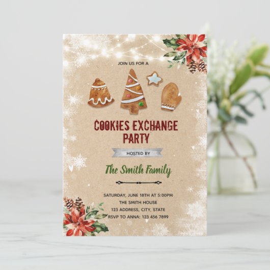 Eerste kerstkoekjes wisseluitnodiging kaart (Staand voorkant)