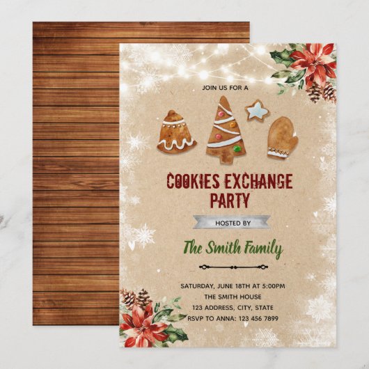 Eerste kerstkoekjes wisseluitnodiging kaart (Voorkant / Achterkant)