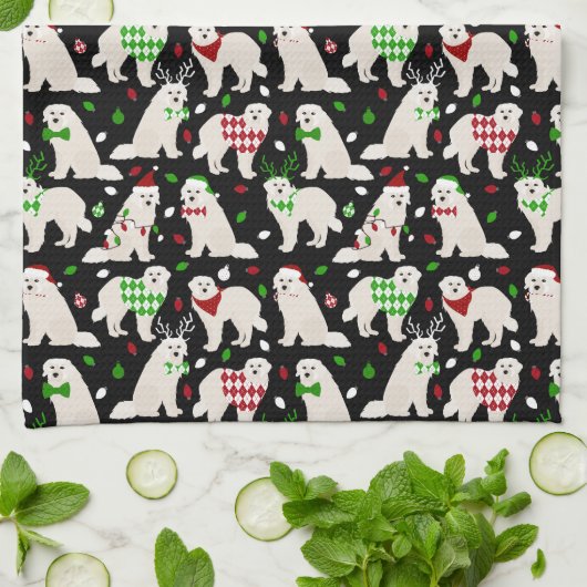 Eerste kerstkoorts Dogs Kitchen Towel Theedoek (Gevouwen)