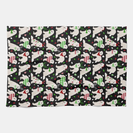 Eerste kerstkoorts Dogs Kitchen Towel Theedoek (Horizontaal)
