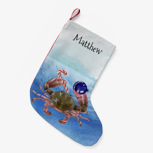 Eerste kerstkrab Monogram schaaldieren Kleine Kerstsok (Voorkant (Hangend))