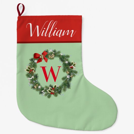 Eerste kerstkrans monogram grote kerstsok (Voorkant)