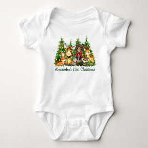 Eerste kerstlampjes Bow Woodland Forest Animals Romper