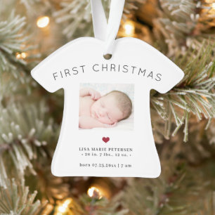 Eerste kerstman baby naam geboortestaat 2 foto's ornament