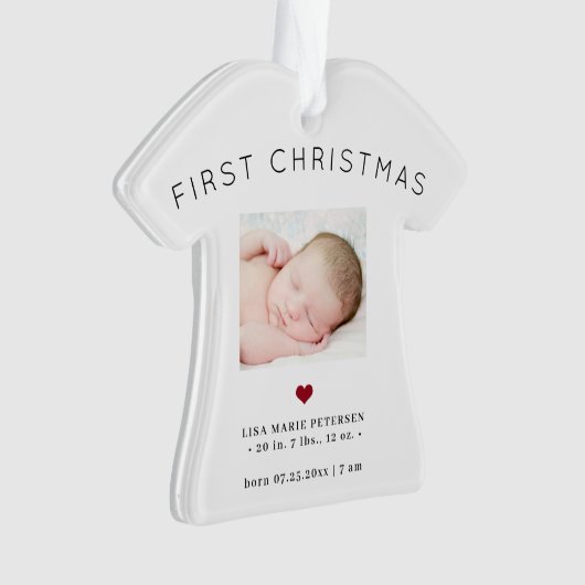 Eerste kerstman baby naam geboortestaat 2 foto's ornament (voorkant)