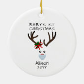 Eerste Kerstman, baby-rendier op maat Keramisch Ornament (Achterkant)