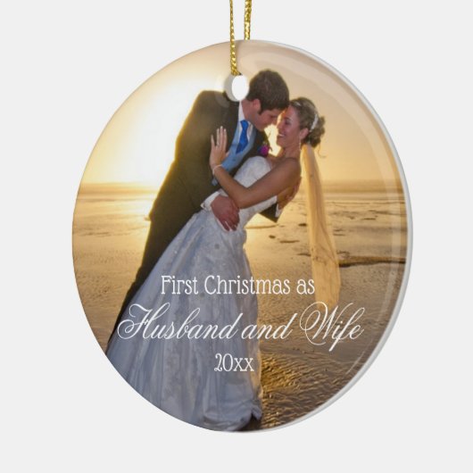 Eerste kerstman en vrouw keramisch ornament (Links)