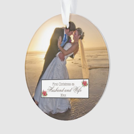 Eerste kerstman en vrouw - Poinsettia Ornament (voorkant)