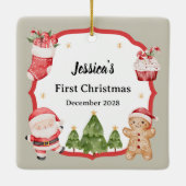 Eerste Kerstman Gingerbread Tree Ornament (Achterkant)