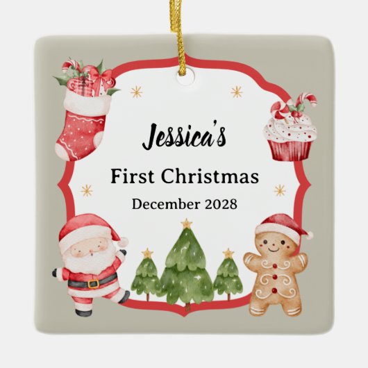 Eerste Kerstman Gingerbread Tree Ornament (Voorkant)