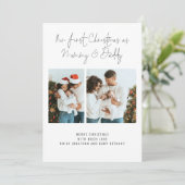 Eerste Kerstman Papa 2 Foto's geboorte Announce Feestdagenkaart (Staand voorkant)