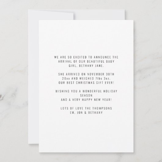 Eerste Kerstman Papa 2 Foto's geboorte Announce Feestdagenkaart (Achterkant)