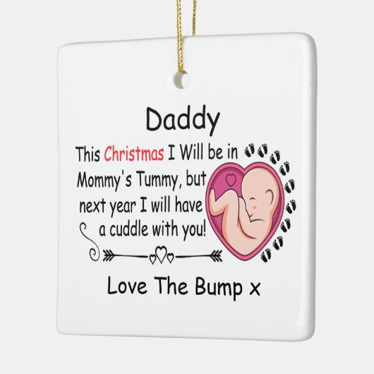 Eerste Kerstman Papa verwacht dat Zwangerschap uit Keramisch Ornament (Links)