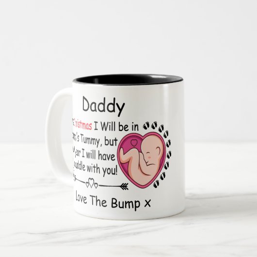 Eerste Kerstman Papa verwacht dat Zwangerschap uit Tweekleurige Koffiemok (Voorkant links)