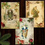 Eerste kerstman Vintage Floral Ephemera Inpakpapier Vel<br><div class="desc">Prachtige collectie van de oude wereld met kerstmis,  muziek,  rozen,  gordels,  script en sierbloemen,  met roestvrijdenden op de noodlijdende,  grijze gouden achtergrond. Geschikt voor kerstontvlechting en creatieve projecten.</div>