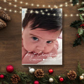 eerste kerstmankjeshandschrift - babymeisje foto notitiekaartje