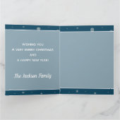 Eerste kerstmeisje blauw snowflake kaart (Binnen)