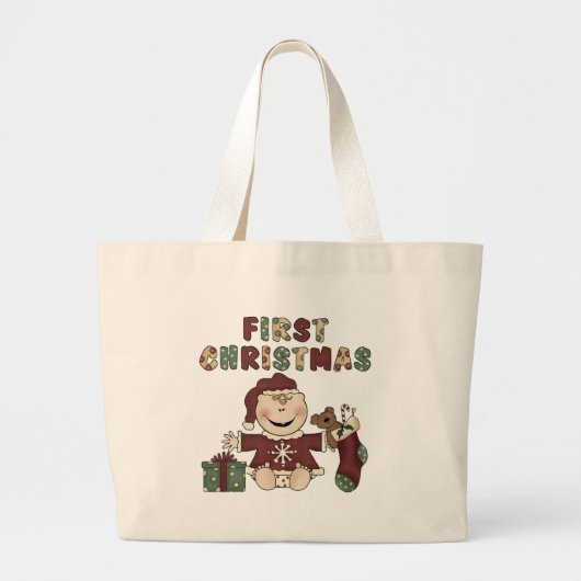 Eerste Kerstmeisje Tshirts en geschenken Grote Tote Bag (Voorkant)