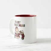Eerste Kerstmeisje Tshirts en geschenken Tweekleurige Koffiemok (Voorkant links)