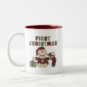 Eerste Kerstmeisje Tshirts en geschenken Tweekleurige Koffiemok (Links)