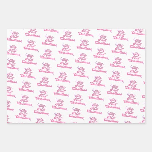 Eerste kerstmeisjes Roze Aangepast Inpakpapier Vel (Voorkant 3)