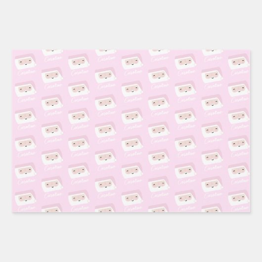 Eerste kerstmeisjes Roze Aangepast Inpakpapier Vel (Voorkant)