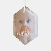 Eerste kerstminimalistische foto voor baby's glas ornament (Voorkant links)