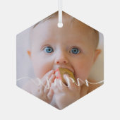 Eerste kerstminimalistische foto voor baby's glas ornament (Achterkant)