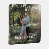 Eerste kerstminimalistische verloofde paar foto keramisch ornament (Rechts)